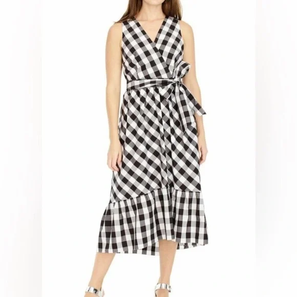 j crew gingham midi dress Open-back Dress In Mixed Gingham Print For Women